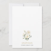 Weiße Blumen, cremefarbene Blumen, Boho, Konfirmat Einladung (Rückseite)