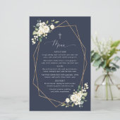 Weiße Blumen, cremefarbene Blumen, Boho, Taufmenü (Stehend Vorderseite)