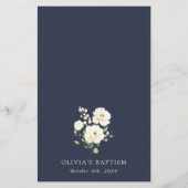 Weiße Blumen, cremefarbene Blumen, Boho, Taufmenü (Rückseite)