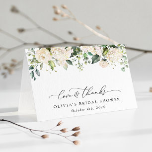 Weiße Blumen, Cremfarbene Blumen, Boho, Brautparty Dankeskarte