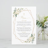 Weiße Blumen, Cremfarbene Blumen, Boho, Taufmenü (Stehend Vorderseite)