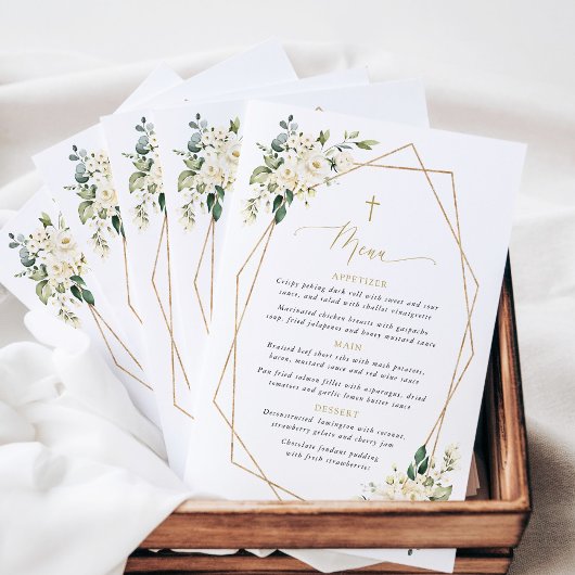 Weiße Blumen, Cremfarbene Blumen, Boho, Taufmenü
