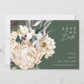 Weiße Blumen | Dunkelgrüne horizontale Save-the-Da Save The Date (Vorderseite)