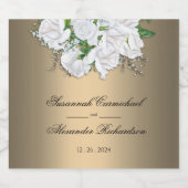 Weiße Blumen Elegance und Goldhochzeit Schaumweinetikett (Einzelnes Label)