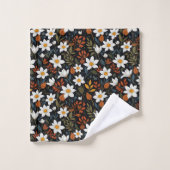 Weiße Blumen für den Herbst Badhandtuch Set (Waschlappen)