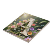 Weiße Blumen-Garten-Monogramm Buchstabe A Fliese (Seite)