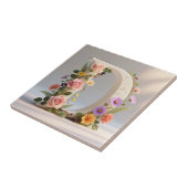 Weiße Blumen-Garten-Monogramm Buchstabe D Fliese (Seite)