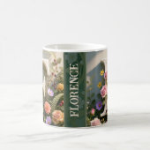 Weiße Blumen-Garten-Monogramm-Buchstabe F Kaffeetasse (Mittel)