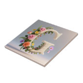 Weiße Blumen-Garten-Monogramm Buchstabe G Fliese (Seite)