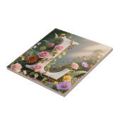 Weiße Blumen-Garten-Monogramm Buchstabe L Fliese (Seite)