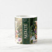Weiße Blumen-Garten-Monogramm Buchstabe N Kaffeetasse (Mittel)