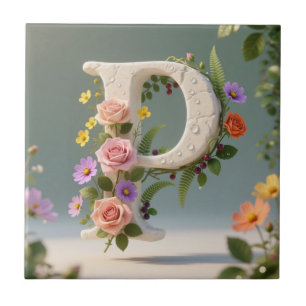 Weiße Blumen-Garten-Monogramm-Buchstabe P Fliese