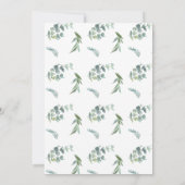 Weiße Blumen Grün Moderne elegante Hochzeit Einladung (Rückseite)