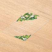 Weiße Blumen & Grüne Hochzeit Wasserfarbe Acryleinladungen (Ablage )