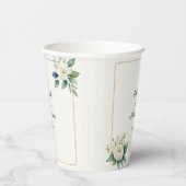 Weiße Blumen & Grünpersonalierte Hochzeit Pappbecher (Rechts)