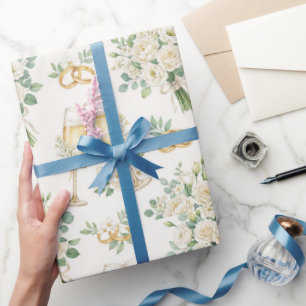 Weiße Blumen Grünzeug Hochzeitsgeschenk Verpackung Geschenkpapier