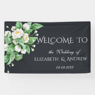 Weiße Blumen Hochzeit Banner