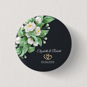 Weiße Blumen Hochzeit Button