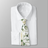 Weiße Blumen Hochzeit Elegant Krawatte (Gebunden)
