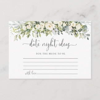 Weiße Blumen-Hochzeits-Date Night Ideen Begleitkarte