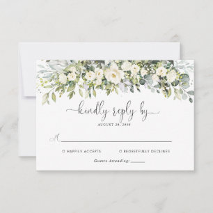 Weiße Blumen-Hochzeits-RSVP-Karte RSVP Karte