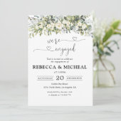 Weiße Blumen-Hochzeitseinladung Einladung (Stehend Vorderseite)
