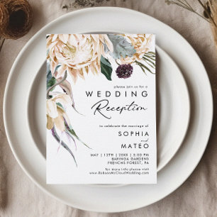 Weiße Blumen-Hochzeitsempfangs-Einladung Einladung