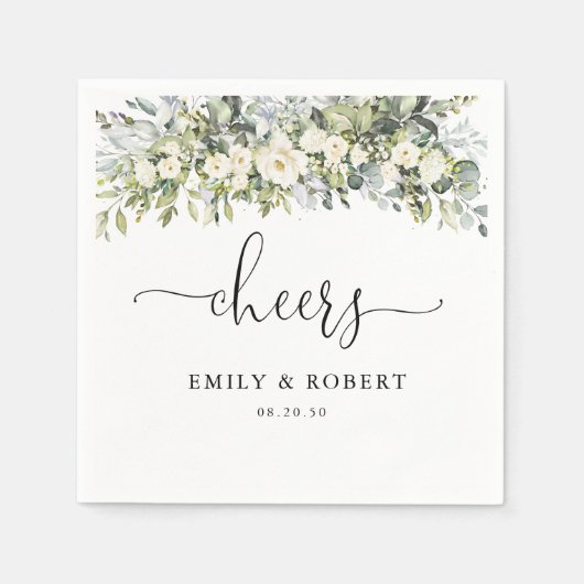 Weiße Blumen-Hochzeitsservietten Serviette (Vorderseite)