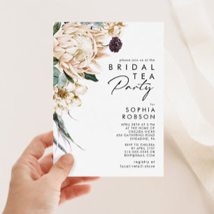 Weiße Blumen-Hochzeitstee-Einladung Einladung