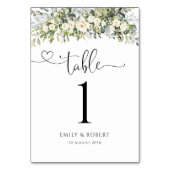 Weiße Blumen Hochzeitstischnummern Tischnummer (Rückseite)