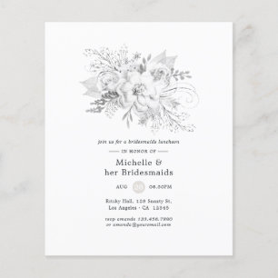 Weiße Blumen-Jungfern-Lunch-Einladung Flyer
