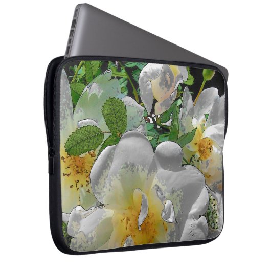 Weiße Blumen Laptop-Hülle Laptopschutzhülle (Vorne Rechts)