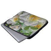 Weiße Blumen Laptop-Hülle Laptopschutzhülle (Vorne Knopf)