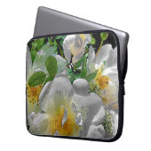 Weiße Blumen Laptop-Hülle Laptopschutzhülle (Vorderseite Links)