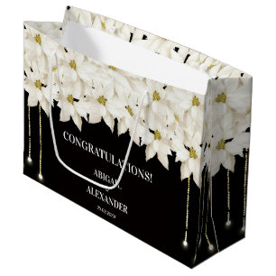 Weiße Blumen Luxus-Geschenktasche Große Geschenktüte