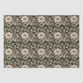 Weiße Blumen mit Holly & Red Berries Seidenpapier (Vorderseite)
