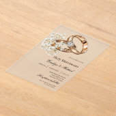 Weiße Blumen mit Ring-Hochzeit Acryleinladungen (Ablage )