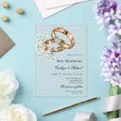 Weiße Blumen mit Ring-Hochzeit Acryleinladungen (In Situ (Hochzeit))