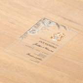 Weiße Blumen mit Ring Hochzeit Acryleinladungen (Ablage )