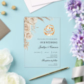 Weiße Blumen mit Ring Hochzeit Acryleinladungen (In Situ (Hochzeit))