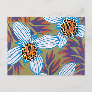 Weiße Blumen mit violetten Blättern Postkarte