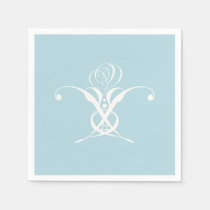 Weiße Blumen Pastell Blau Ostern Serviette