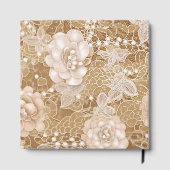 Weiße Blumen, Perlen und Spitze Gästebuch (Rückseite)