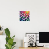 Weiße Blumen Punkt Kunst Minimal Botanisch Pointil Poster (Heimbüro)