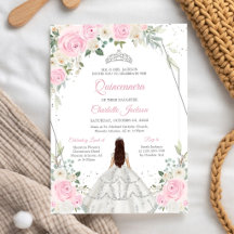Weiße Blumen-Quinceanera-Mis-Quince-Einladung