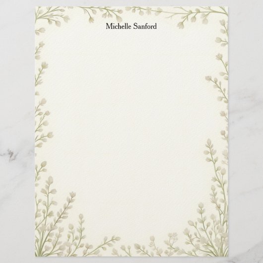 Weiße Blumen Rahmen Briefpapier (Vorderseite)