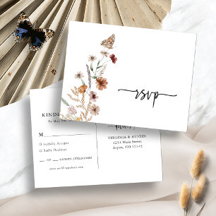 Weiße Blumen-RSVP-Hochzeits-Postkarte Postkarte