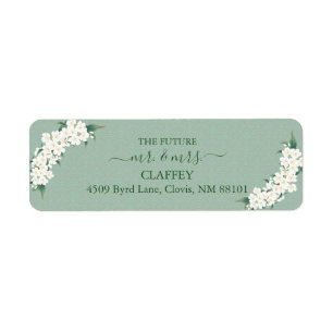 Weiße Blumen Salbei Grün Gold Rahmen Wolken Muster