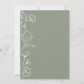 Weiße Blumen Salbeigrün Save The Date Karte (Rückseite)