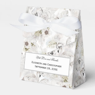 Weiße Blumen Schwäne Elegante Hochzeit Geschenkschachtel